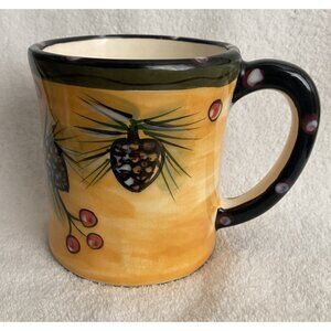 Kelly Jo New Mexico Made Pine Cone Berry Handmade 4” Pottery Mug (Bin 2-06)